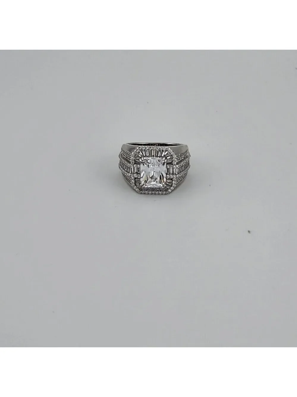 Brand New Sterling Silver 925 Rectangle Gemstone Cz Ring